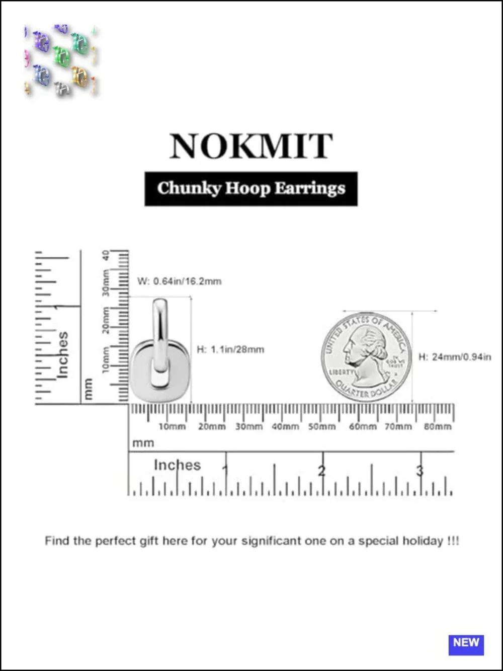 Convertible Chunky Hoop Earrings with Detachable Link, Two Tone Silver and Gold